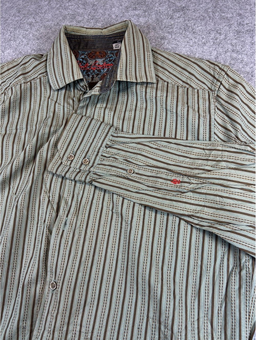 Robert Graham Men's Dress Shirt Medium Striped Button Up Casual Long Sleeve